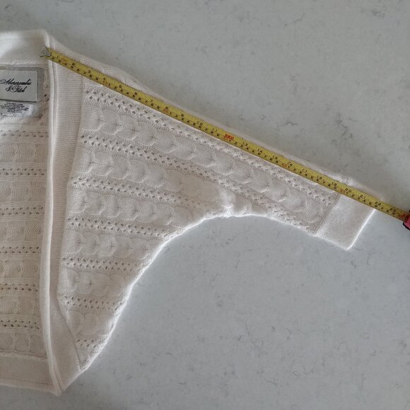 Y2K Abercrombie & Fitch wool cashmere angora cream bolero cable knit sweater M L - Picture 12 of 14